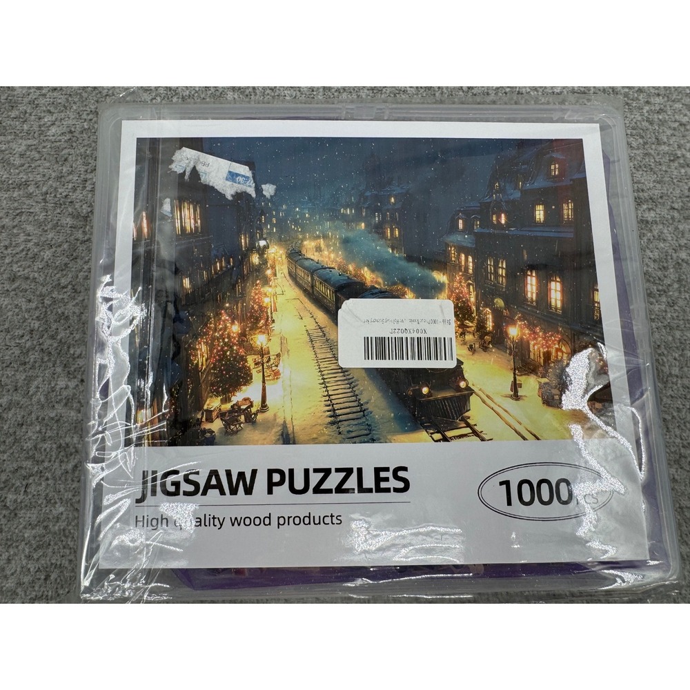 New Wooden Jigsaw Puzzle 1000pcs Multicolor Holiday Train Winter Scene Wood Art